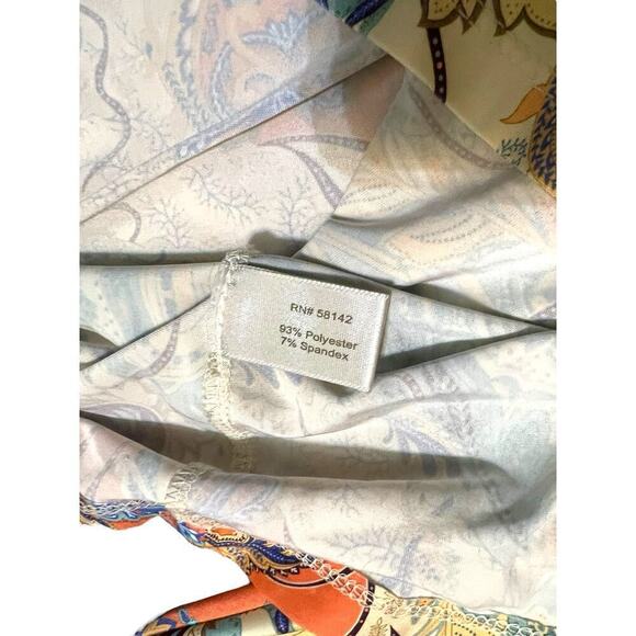 Boston Proper Blouse Size XS Multicolor Paisley Long Sleeves Open Shoulders Soft - Picture 7 of 11